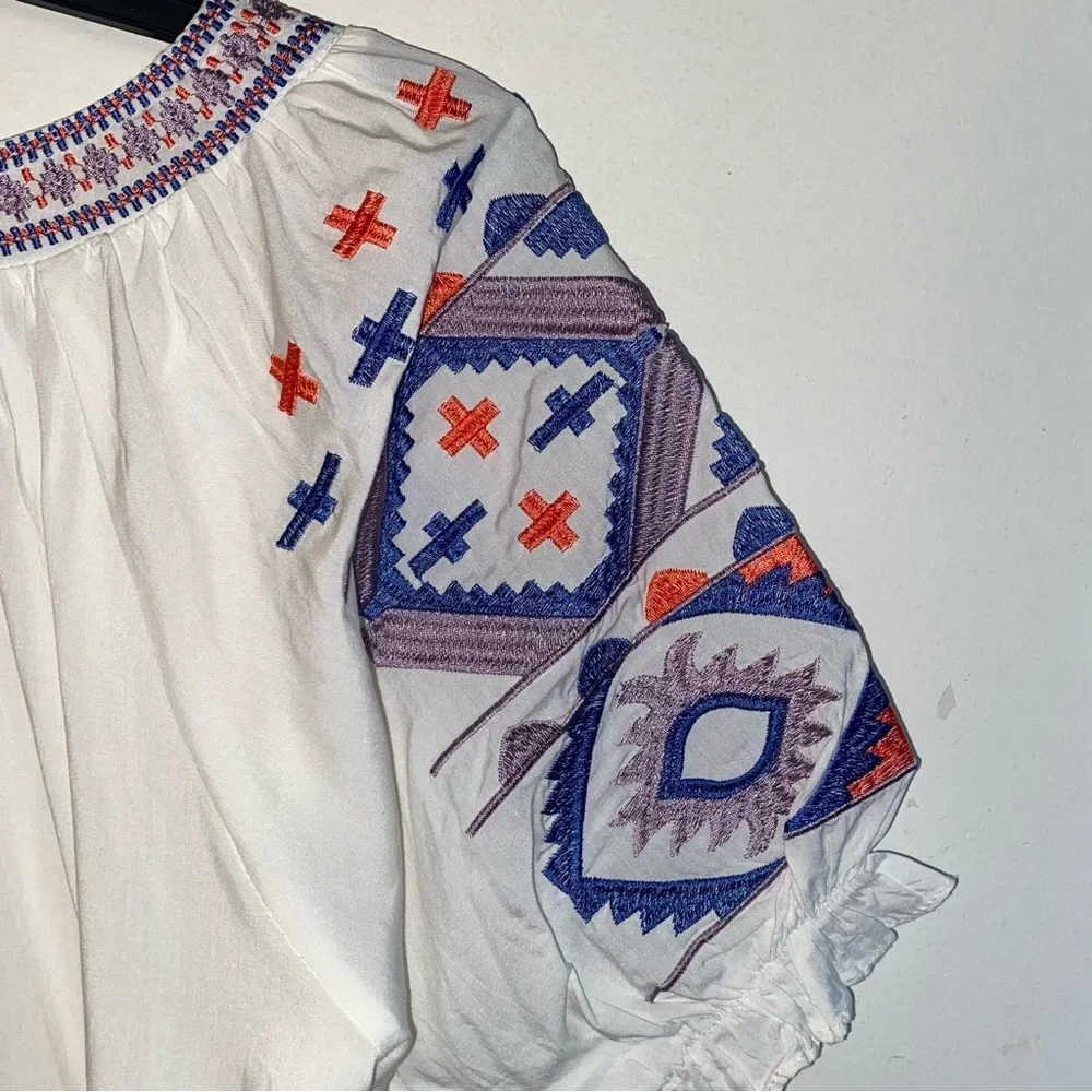 Luna Moon Size: Small Boho Embroidered Peasant Blouse - Picture 3 of 9